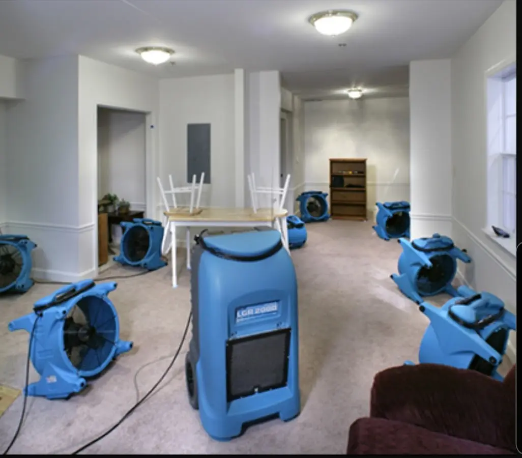 Air movers and dehumidifier setup for Water Extraction & Removal in Wolfeboro